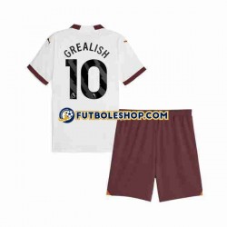 Segunda Equipación del Manchester City Jack Grealish 10 2023-2024 Manga Corta para Niño (Camiseta y pantalón)