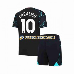 Tercera Equipación del Manchester City Jack Grealish 10 2023-2024 Manga Corta para Niño (Camiseta y pantalón)