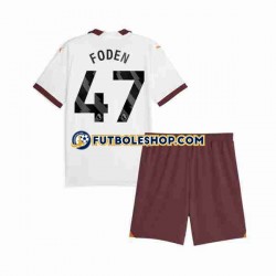 Segunda Equipación del Manchester City Phil Foden 47 2023-2024 Manga Corta para Niño (Camiseta y pantalón)