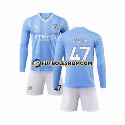 Primera Equipación del Manchester City Phil Foden 47 2023-2024 ML para Niño (Camiseta y pantalón)