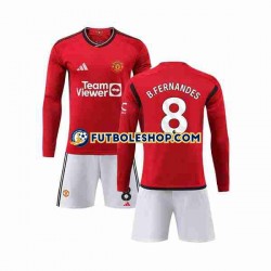 Primera Equipación del Manchester United B Fernandes 8 2023-2024 ML para Niño (Camiseta y pantalón)