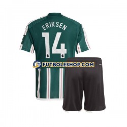 Segunda Equipación del Manchester United Christian Eriksen 14 2023-2024 Manga Corta para Niño (Camiseta y pantalón)