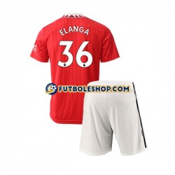 Primera Equipación del Manchester United Elanga 36 2022-2023 Manga Corta para Niño (Camiseta y pantalón)