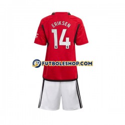 Primera Equipación del Manchester United Eriksen 14 2023-2024 Manga Corta para Niño (Camiseta y pantalón)