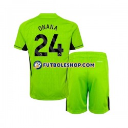 Primera Equipación del Manchester United Portero Andre Onana 24 2023-2024 Manga Corta para Niño (Camiseta y pantalón)