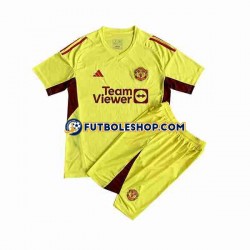 Segunda Equipación del Manchester United Portero 2023-2024 Manga Corta para Niño (Camiseta y pantalón)