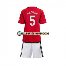 Primera Equipación del Manchester United Harry Maguire 5 2023-2024 Manga Corta para Niño (Camiseta y pantalón)