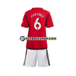 Primera Equipación del Manchester United Lisandro Martinez 6 2023-2024 Manga Corta para Niño (Camiseta y pantalón)
