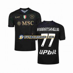 Tercera Equipación del Napoli KVARATSKHELIA 77 2023-2024 Manga Corta para Hombre