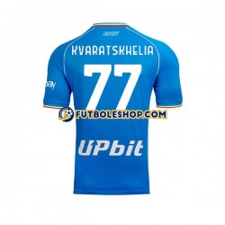 Primera Equipación del Napoli Khvicha Kvaratskhelia 77 2023-2024 Manga Corta para Hombre