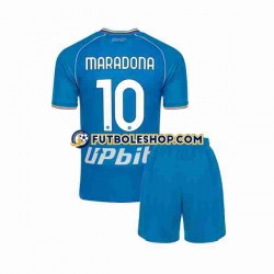 Primera Equipación del Napoli Maradona 10 2023-2024 Manga Corta para Niño (Camiseta y pantalón)