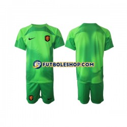 Segunda Equipación del Países Bajos Portero World Cup 2022 Manga Corta para Niño (Camiseta y pantalón)