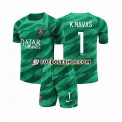 Primera Equipación del Paris Saint-Germain Portero K.NAVAS 1 2023-2024 Manga Corta para Niño (Camiseta y pantalón)