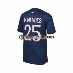 Primera Equipación del Paris Saint-Germain N.Mendes 25 2023-2024 Manga Corta para Hombre