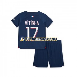 Primera Equipación del Paris Saint-Germain Vitinha 17 2023-2024 Manga Corta para Niño (Camiseta y pantalón)