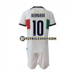 Segunda Equipación del Portugal Bernardo 10 World Cup 2022 Manga Corta para Niño (Camiseta y pantalón)