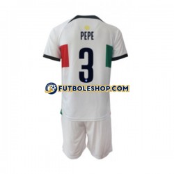 Segunda Equipación del Portugal PEPE 3 World Cup 2022 Manga Corta para Niño (Camiseta y pantalón)