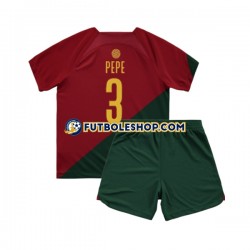 Primera Equipación del Portugal PEPE 3 World Cup 2022 Manga Corta para Niño (Camiseta y pantalón)