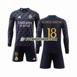 Segunda Equipación del Real Madrid Aurelien Tchouameni 18 2023-2024 ML para Niño (Camiseta y pantalón)