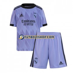 Segunda Equipación del Real Madrid 2022-2023 Manga Corta para Niño (Camiseta y pantalón)