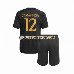 Tercera Equipación del Real Madrid Eduardo Camavinga 12 2023-2024 Manga Corta para Niño (Camiseta y pantalón)
