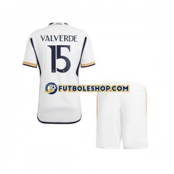 Primera Equipación del Real Madrid Federico Valverde 15 2023-2024 Manga Corta para Niño (Camiseta y pantalón)