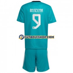 Tercera Equipación del Real Madrid Karim Benzema 9 2021-2022 Manga Corta para Niño (Camiseta y pantalón)