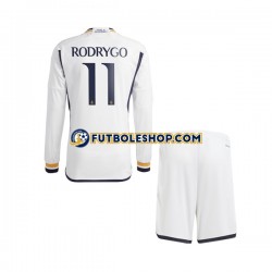 Primera Equipación del Real Madrid Rodrygo Goes 11 2023-2024 ML para Niño (Camiseta y pantalón)