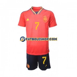 Primera Equipación del España Alvaro Morata 7 World Cup 2022 Manga Corta para Niño (Camiseta y pantalón)