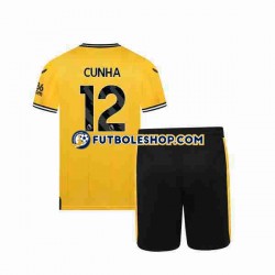 Primera Equipación del Wolverhampton Wanderers CUNHA 12 2023-2024 Manga Corta para Niño (Camiseta y pantalón)