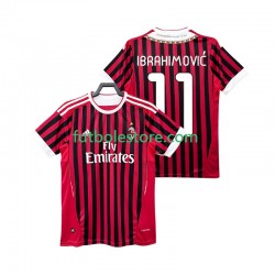 Primera Equipación del AC Milan Zlatan IBRAHIMOVIC 11 Retro 2011 2012 Manga Corta para Hombre