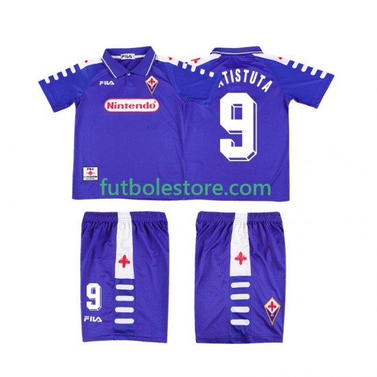 Primera Equipación del ACF Fiorentina BATISTUTA 9 Retro 1998 1999 Manga Corta para Niño (Camiseta y pantalón) Primera Equipación del ACF Fiorentina BATISTUTA 9 Retro 1998 1999 Manga Corta para Niño (Camiseta y pantalón)