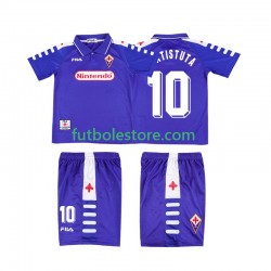 Primera Equipación del ACF Fiorentina RUICOSTA 10 Retro 1998 1999 Manga Corta para Niño (Camiseta y pantalón)