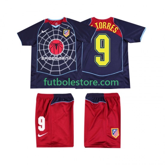 Segunda Equipación del Atlético Madrid F TORRES 9 Retro 2004 2005 Manga Corta para Niño (Camiseta y pantalón)