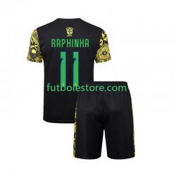 Primera Equipación del Brasil RAPHINHA 11 Jesus 2024 Manga Corta para Niño (Camiseta y pantalón)
