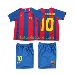 Primera Equipación del FC Barcelona RONALDINHO 10 Retro 2004 Manga Corta para Niño (Camiseta y pantalón)