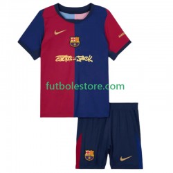 Primera Equipación del FC Barcelona TRAVIS SCOTT 2024-2025 Manga Corta para Niño (Camiseta y pantalón)