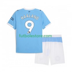 Primera Equipación del Manchester City Erling Haaland 9 2025-2026 Manga Corta para Niño (Camiseta y pantalón)