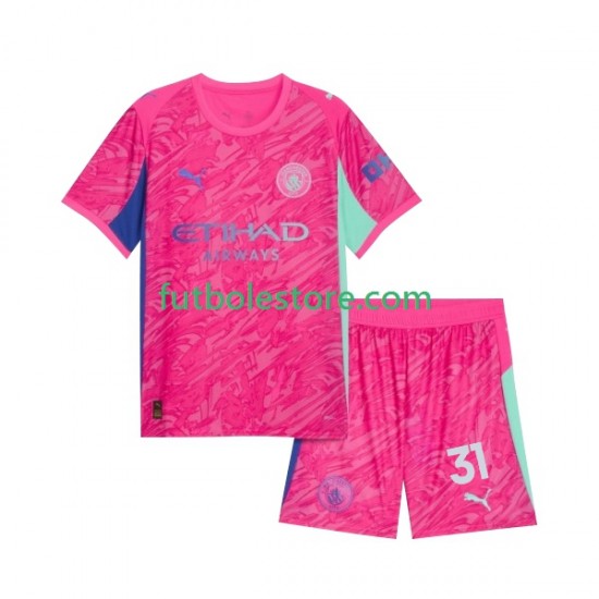 Segunda Equipación del Manchester City Portero Ederson Moraes 31 2025-2026 Manga Corta para Niño (Camiseta y pantalón)
