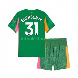 Primera Equipación del Manchester City Portero Ederson Moraes 31 2025-2026 Manga Corta para Niño (Camiseta y pantalón)