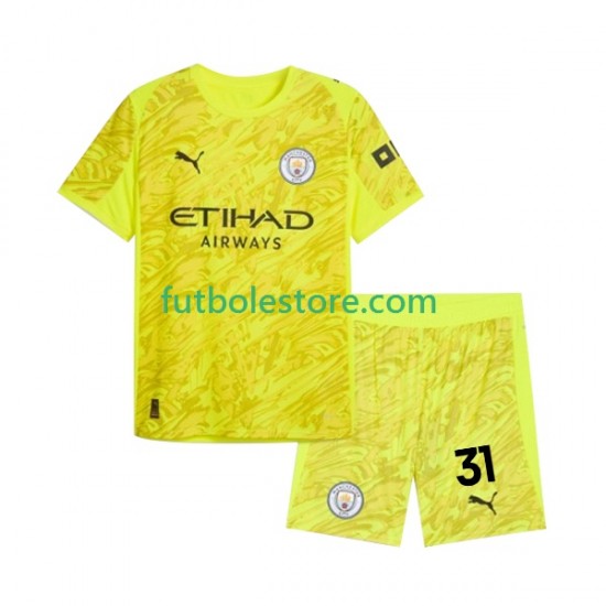 Tercera Equipación del Manchester City Portero Ederson Moraes 31 2025-2026 Manga Corta para Niño (Camiseta y pantalón)