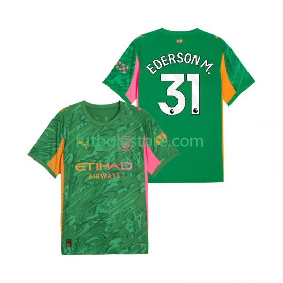 Primera Equipación del Manchester City Portero Ederson Moraes 31 2025-2026 Manga Corta para Hombre