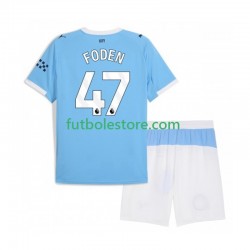 Primera Equipación del Manchester City Phil Foden 47 2025-2026 Manga Corta para Niño (Camiseta y pantalón)