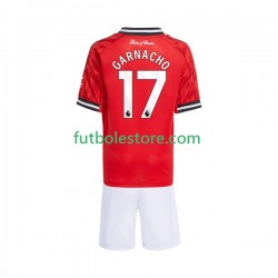 Primera Equipación del Manchester United Alejandro Garnacho 17 2025-2026 Manga Corta para Niño (Camiseta y pantalón)