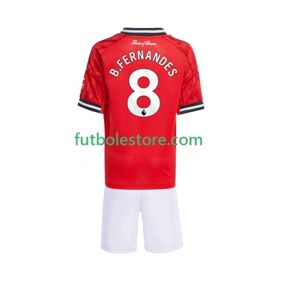 Primera Equipación del Manchester United Bruno Fernandes 8 2025-2026 Manga Corta para Niño (Camiseta y pantalón)