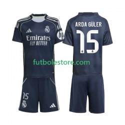 Segunda Equipación del Real Madrid Arda Guler 15 2025-2026 Manga Corta para Niño (Camiseta y pantalón)
