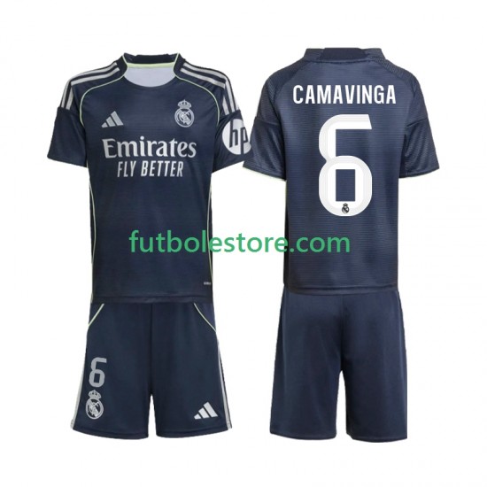 Segunda Equipación del Real Madrid Camavinga 6 2025-2026 Manga Corta para Niño (Camiseta y pantalón) Segunda Equipación del Real Madrid Camavinga 6 2025-2026 Manga Corta para Niño (Camiseta y pantalón)