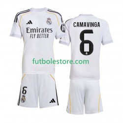 Primera Equipación del Real Madrid Camavinga 6 2025-2026 Manga Corta para Niño (Camiseta y pantalón)