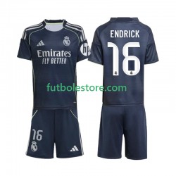 Segunda Equipación del Real Madrid Endrick 16 2025-2026 Manga Corta para Niño (Camiseta y pantalón)