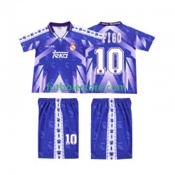 Segunda Equipación del Real Madrid FIGO 10 Retro 1996-1997 Manga Corta para Niño (Camiseta y pantalón)
